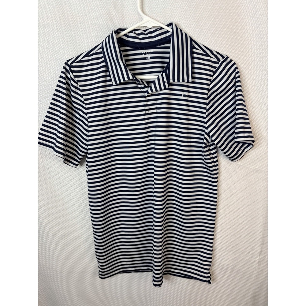 Lot of 4 Crown & Ivy Boys Polo Shirts Sz L 14-16 White Red Flag Anchor Striped